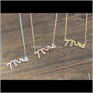 Pendant & Pendants Jewelry Drop Delivery 2021 10Pcs Gold Sier Dainty Mrs Small Stamped Word Initial Necklace Simple Love Alphabet Letter Neck