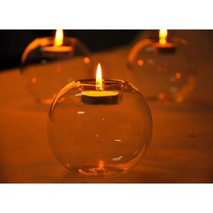 Candle Holders Vintage Large Crystal Glass Tealight Centerpieces For Marriage Proposal Wedding Home Decor (80mm)