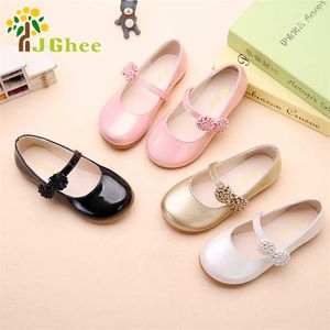 JGSHOWKITO Autumn Girls Shoes Princess Kids Flat PU Leather Children Casual With Flowers Party Show For 220115