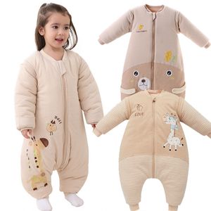 Cotton Thicken Sleeping Bag Baby Carriage Sack For born Cartoon Pattern Children Bedding Split Leg Warm Winter Clothes 220225