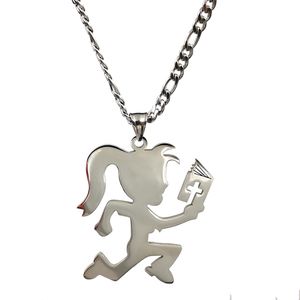 Large 2.5in Tall Juggalette Charms ICP Hatchetman Girl Necklace Pendant For Women Men Stainless Steel NK Chain 4mm 24''