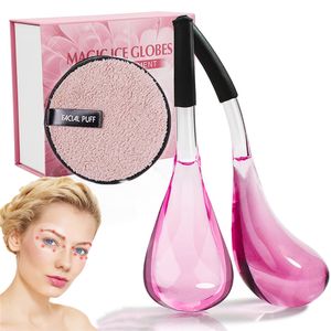 Ice Globes för ansiktsbehandlingar Skin 2PC Slitstark Quartz Glass Cold Compress Massagers Daglig skönhet Drapas Förbättra cirkulationen och huden