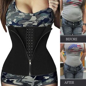 Neopren Sweat Bastu Midja Trimmer Bälte Body Shaper Abdominal Trainer Corset Fat Burning Sport Girdles Modellering Straps Workout X0713