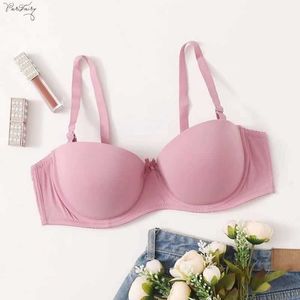 Parażery Sexy Bras Dla Kobiet Moda Push Up Bra Bez Ramiączek Bielizna 1/2 Kubek Bawełniana Bielizna Plus Rozmiar Brassiere 36-40 210623