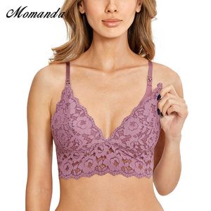 MOMANDA Women's Wire Free Nursing Bralette Lightly Lined Maternity Lace Bra Y0925