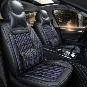Автомобильные сиденья покрывают полный комплект с водонепроницаемой кожей Universal для большинства седанских внедорожников Fit Elantra Sonata Sportage Crv Accord Chevy Equinox Black 1 Set