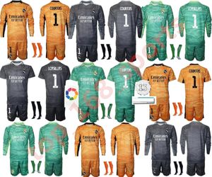 Wholesale real madrid new kit for sale - Group buy New adult Men kids kit Real Madrid Soccer Jerseys Long sleeve Goalkeeper kits COURTOIS GK Football shirt LUNIN uniforms