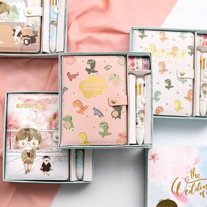 Cute cartoon creative hand account notepad pen set notebook college student gift box notepads magnetic buckle diary book