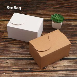 StoBag 10pcs Biscuit Baking Nougat Packaging Box Mousse Cake Candy Gift Box Wedding Birthday Party Christmas Favors DIY Handmade 210602