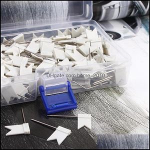 Filing Supplies 200 Pcs /Lot Pure White Flag Shaped Map Push Pin Good For Office Using