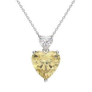 Sparkling Pink Yellow Heart Zircon pendant necklace Elegant Wedding Engagement party jewelry for women Valentine's Day present