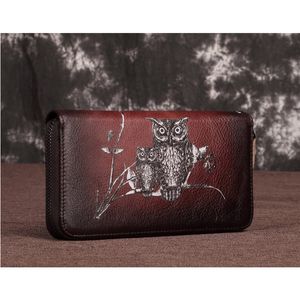Wallets Unisex Genuine Leather Russia Lucky Clutch Bag Purse Women Long Cowhide for Men Coin Purse for Card Holder