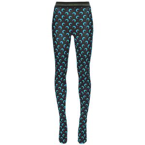 Enfärgad Crescent Moon Print Leggings Sommar Dambyxor Europeisk och amerikansk Hot Style Chic Bodycon Outfits S-XL Q0527