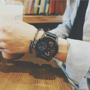 Orologi da polso personalizzati da uomo con quadrante grande, tendenza europea e americana, doppio fuso orario con calendario