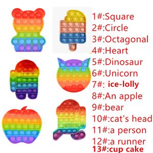 Rainbow Bubble Fidget Pop Toy Rolig Sensory Party Present Relief Anti Stress Vuxen Kids Autism Decompress Special behov