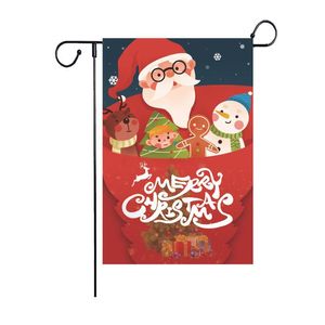 Christmas Hanging Garden Flag Santa Claus Cartoon Outdoor Flags Gardens Decoration Xmas Tree Festival Party Decor Banner BH5168 WLY