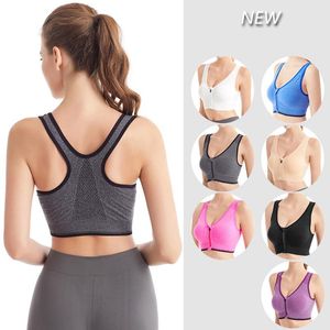 Тренажерный зал 2021 дышащий фронт на Zip Front Sports Sports Bra Shock -Rese -Free Right yed йога нижнее белье для женщин N66