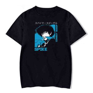 Kowbojskie Bebop Koszulki Anime Spike Drukowane Streetwear Mężczyźni Kobiety Moda 100% Bawełna T Shirt Harajuku Oversized Tees Topy Odzież Y220214