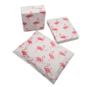 Plastik Pembe Flamingolar toptan satış-Saklama Torbaları Pembe Kurye Çantası Flamingo Kar Tanesi Mercan Karikatür Anime Poli Postacılar Kendi Kendini Mühür Plastik Posta Zarf inç Tasarım
