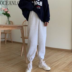 Outono inverno sweatpants mulheres quente elástica cintura alta ropa de mujer estilo coreano sólido calças soltas feminina 18276 210415