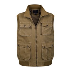 Men Large Size XL-4XL Fit Vest Male High Quality Sleeveless Comfortable Jacket Homme Classic 100% Cotton Tactical Waistcoat 211104