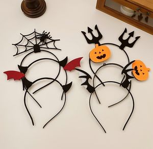 Halloween NOVITÀ Copricapo Fascia per capelli Divertente Cerchietto per capelli Piccolo diavolo Orecchio Ala Gioielli Corno Fascia per capelli Carino Tornante Zucca Internet Celebrità Ornamento per la testa Femmina