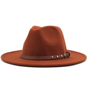 Breda rand hattar kvinnor män ull filt tofs jazz fedora panama stil cowboy trilby party formell klänning hatt stor storlek gul vit aa8