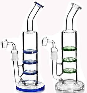 Прямая трубка Сотовые стеклянные бонги из перкуссии Кальяны Аксессуары для курительных трубок Вода Трехслойная масляная бирка Dag Rig Табак