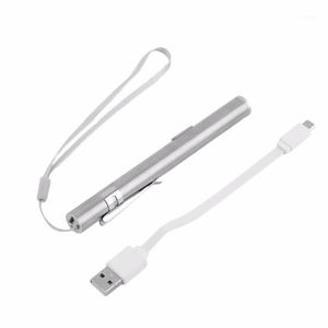 Ficklampor Torches Creative USB Uppladdningsbar LED Kraftig Mini Torch Vattentät Design Pen Hängande Med Metallklämma 2021 Top Sale