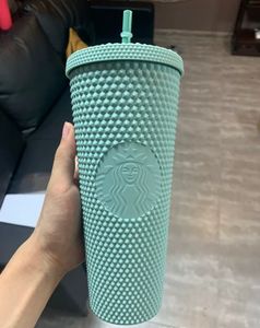 Wholesale straw cup for sale - Group buy 24 oz Durian Personalized Starbucks Iridescent Bling Rainbow Unicorn Studded Cold Cup Tumbler coffee mug with straw