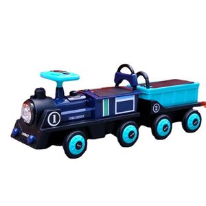 子供の電車の自走式電池車の四輪デュアルドライブリモコン車の男性と女性の赤ちゃんのおもちゃ
