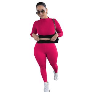 I Bulk Fall Kvinnor Tracksuits Långärmade byxor Outfits Två stycken Set Casual Bodycon Sportkläder Ladies Leggings Passar 2021 Typ Sälj KLW9 #