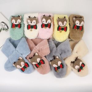 Sciarpa natalizia per bambini Inverno caldo Simpatico alce Bambola Snood Sciarpe Ragazzi Ragazze Peluche Morbido Fazzoletto da collo per bambini Regali di Natale