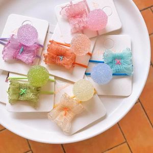Saç Aksesuarları Kız Sevimli Örgü Dantel Halat Şeker Renk Şeker Topu Kravatlar Bebek Lastik Bant Çocuk Moda