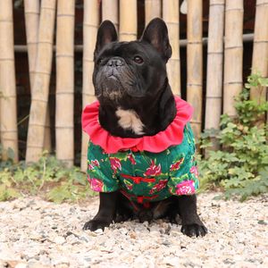 Flower Print Pet Coats Dog Apparel Plus Velvet Pets Jacket Shirt Chinese Style Dogs Coat Clothing Two Colors