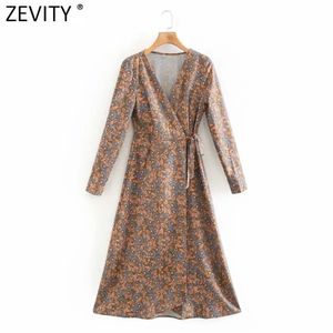 Женщины Vintage Cross V шеи тотема цветок печатают кружева kimono MIDI платье Femme с длинным рукавом с длинным рукавом повседневная тонкий Vestido DS4927 210416