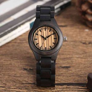 Retrô Black Wood Mulheres Pequenas Relógios Full Wooden Pulseira de Quartzo relógio relógio de relógio de relógio de quartzo Melhores Presentes Namorada Relogio Feminino