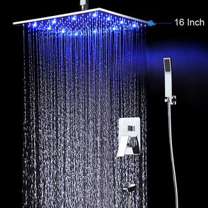 Łazienka Prysznic Zestawy i Kran zimny Zestaw Cal Polerowane Funkcje Bath Opady deszczu Ręczne Wody LED LED