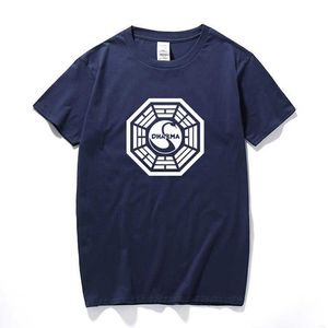 American TV Play Series LOST Dharma Initiative T-Shirt Fitness Cotton Short Sleeve Fans T Shirts Tops Tees Camisetas Masculinas 210629