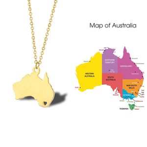 Australia National Map Halskette 18K Gold Frauen Schlüsselbeutel Kette Mode Titanstahlschmuck Kleidung Accessoires