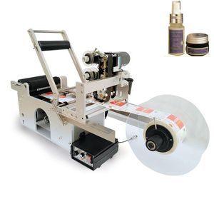 Halbautomatische Etikettiermaschine für runde Flaschen mit Datumscode-Druckerfunktion, Etikettenverpackungsmaschine