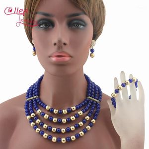 Earrings Necklace Splendid Moonstone Beaded African Fashion Women Set Nigerian Wedding Jewelry Free Ship W13756