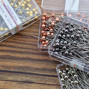100Pcs/Box 36cm Colorful Round Pearl Head Needles Stitch Straight Push Sewing Pins For Dressmaking DIY Sewing Tools Positioning CCA12449