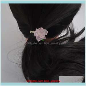 Hårsmycken Jewelyhair Clips Barrettes Girl Roses Rubber Band skadar inte Cord Princess Cute Baby pannbandsring Drop Delivery 2021 OJ8