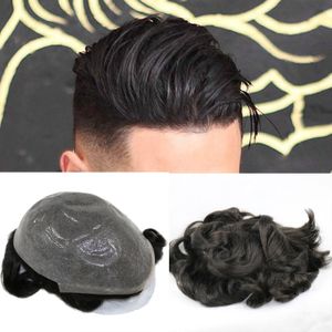 Cutestyle peça de cabelo homem toupeee de pele fina para homens homens de cabelo dos homens Sistema de substituição 1B65 Cor Humano Humano Mens peruca