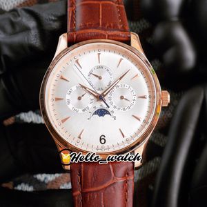 40mm Master Control Q149842A 149842 Relógios Dial Branco Relógio dos homens automáticos Q149347A 149347 Rose Gold Case Caixa de couro marrom Hwjl Hello_Watch