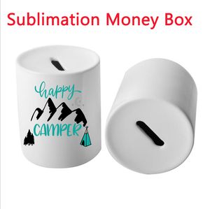 Sublimation Money Box Favor White DIY Ceramic Piggy Bank Creative Coin Storage Tank Christmas Gift for Kid