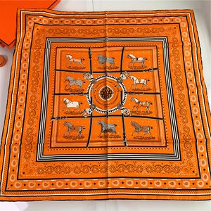 High Quality women's Scarf, Fashion Designer Designed Hand Side Ten Horse Printing 90*90cm Square, summer sun protection shawl scarf