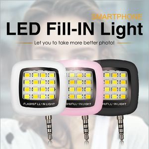 Mini RK-05 Spotlight 3,5-mm-Buchse Tragbares 16-LED-Selfie-Blitz-Fülllicht für Mobiltelefone Mehrere Fotografie-FILL-Lichter