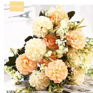 Decoratieve bloemen kransen Noordse stijl pioender kunstmatige luxueuze boeket bruiloft decoratie voor thuistafel decor luchtblauw nep hydrangea